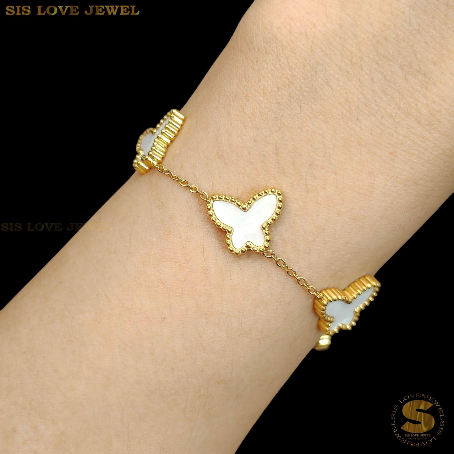 Double Sides White Shell Butterfly Bracelet B159