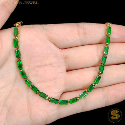 Green Color Cubic Zirconia Bracelet B094