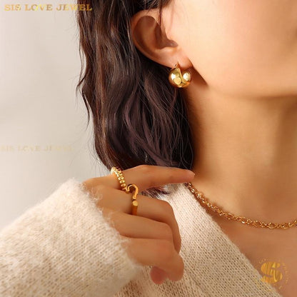 Polished Dome Hoop Earrings S010