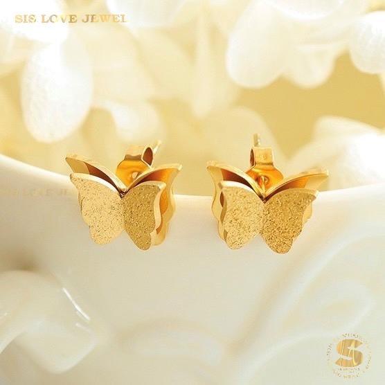 3d Gold Plated Butterfly Studs S018