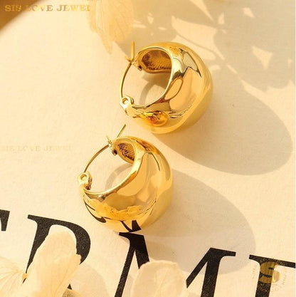 Polished Dome Hoop Earrings S010