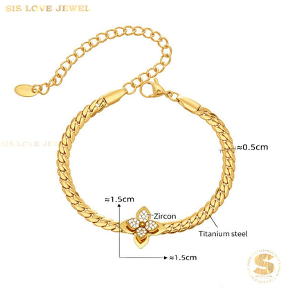 Delicate Clover Cuban Bracelet and Necklace N162 B263