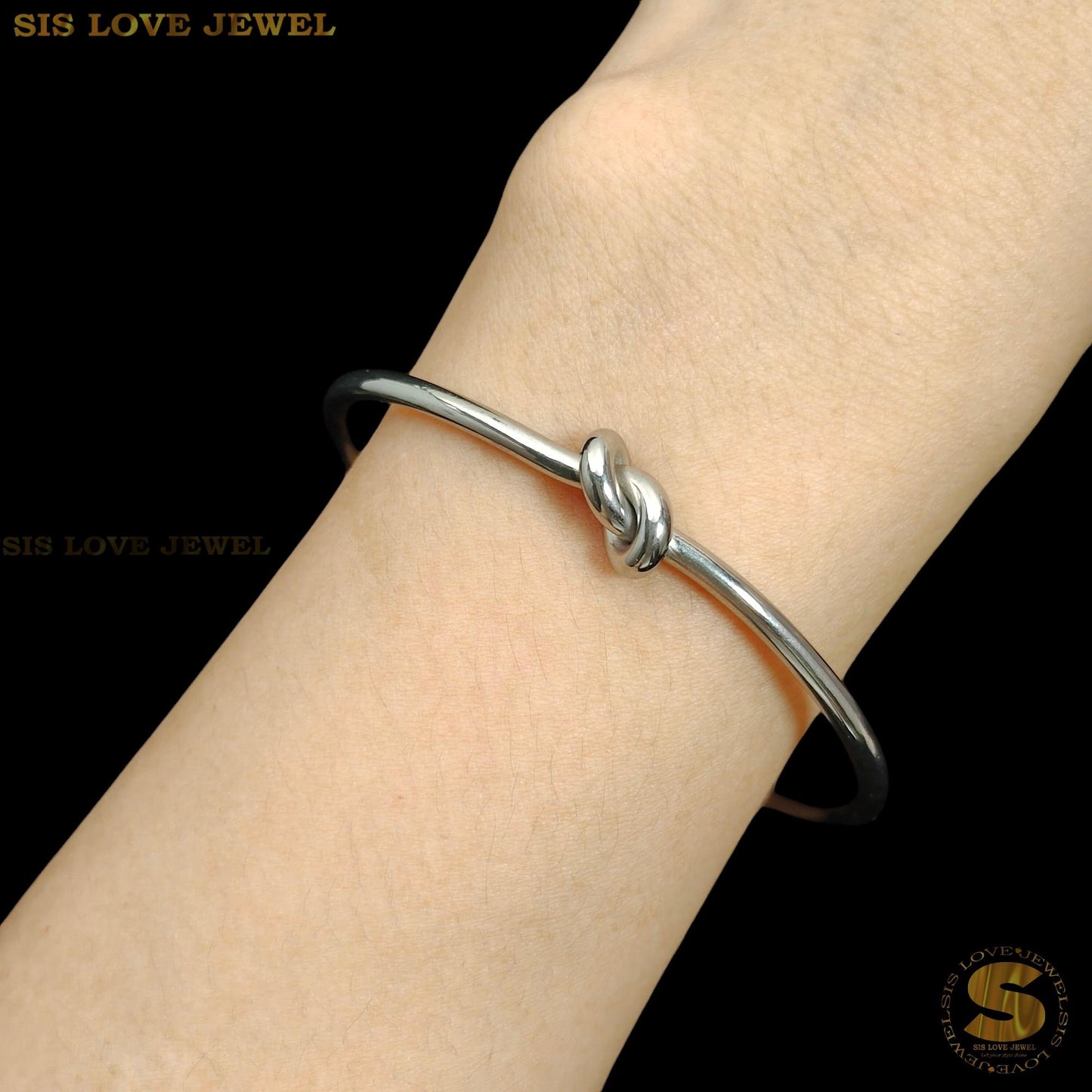 Silver Color Knot Adjustable Bangle H003