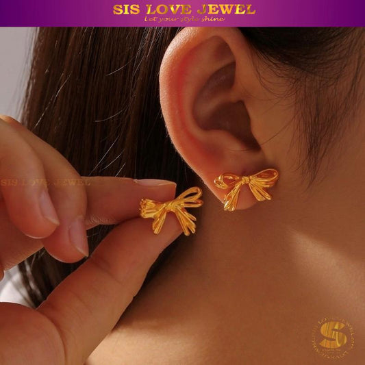 Dainty Ribbon Bow Studs S027