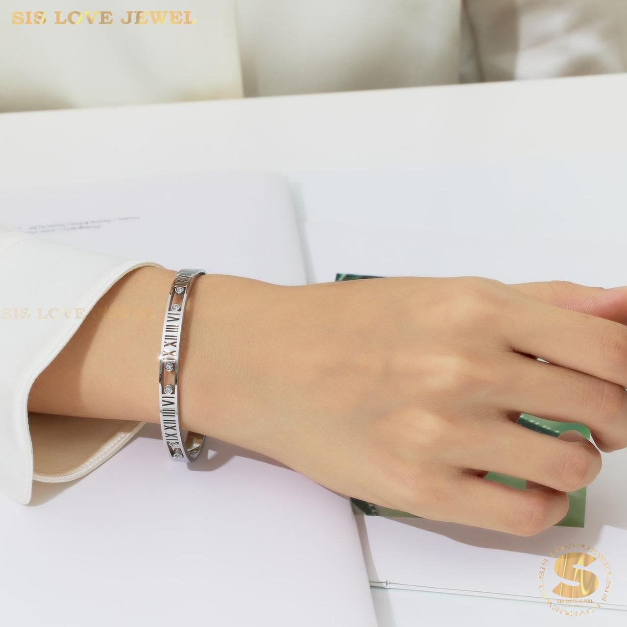 Roman Number Bangle H041 Silver