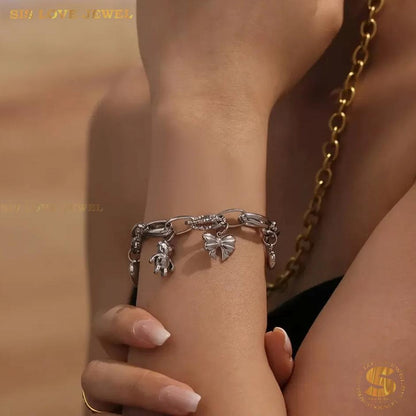 Statement Chunky Charm Bracelet B254