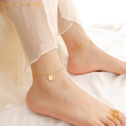 Paperclip Chain Good Luck Anklet A039