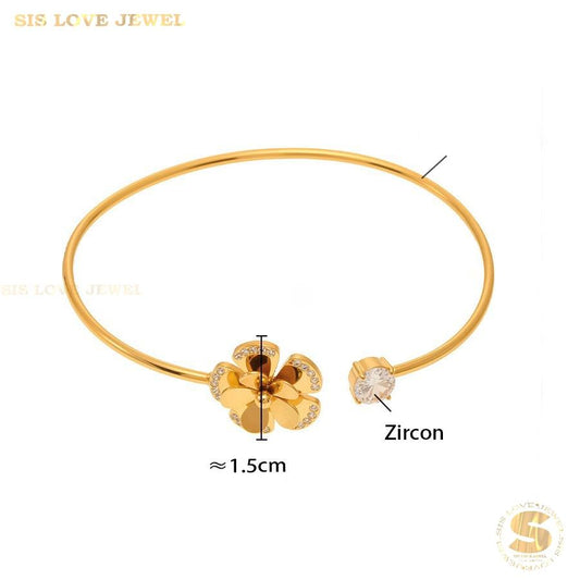 Flower CZ Adjustable Bracelet H173