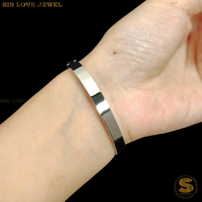 Silver Color Roman Oval Bangle H041