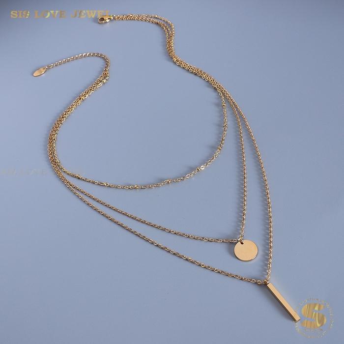 3-Layer Gold Plated Necklace N056