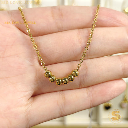 Six Ball Charm Gold Plated Anklet A014