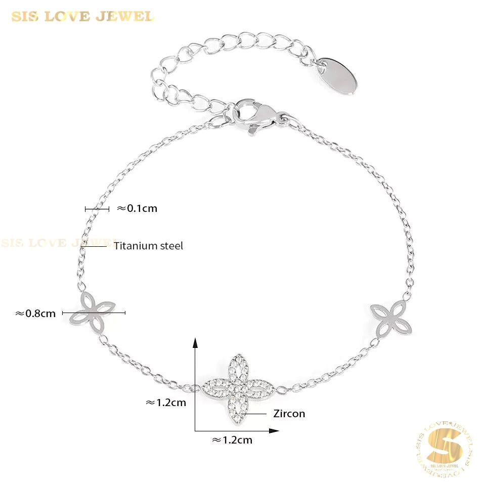 Lucky 18K Gold Clover Zircon Bracelet B242
