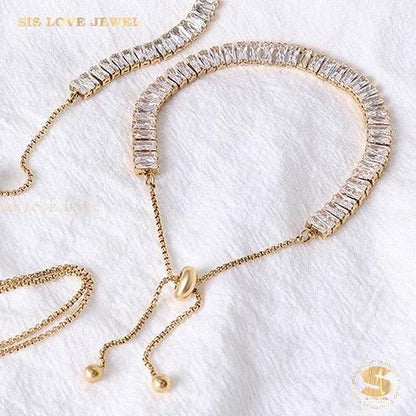 Zirconia Adjustable Chain Bracelet B036