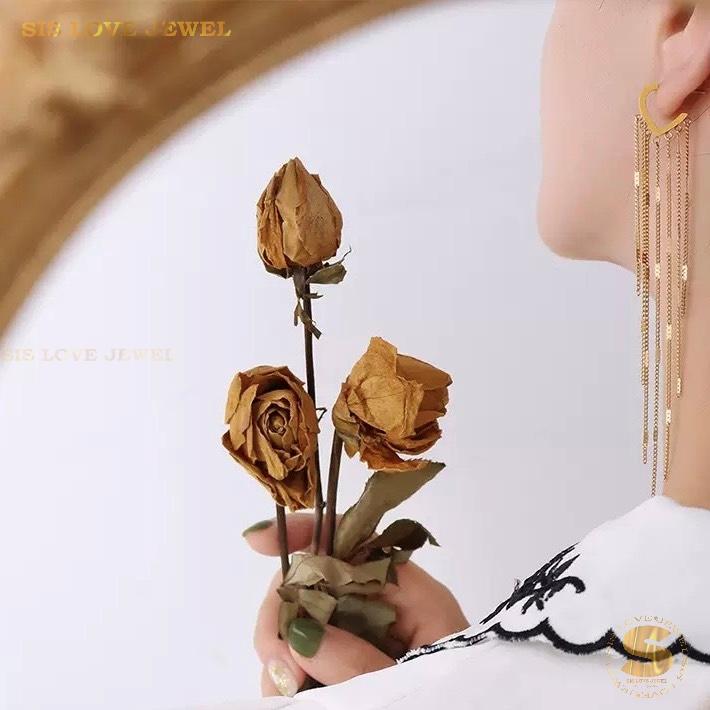 Heart Tassel Chain Drop Earrings S058
