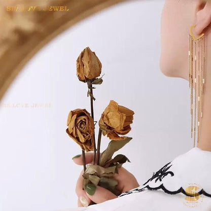 Heart Tassel Chain Drop Earrings S058
