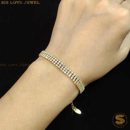 White Cubic Zirconia 3 Layers Bracelet B146