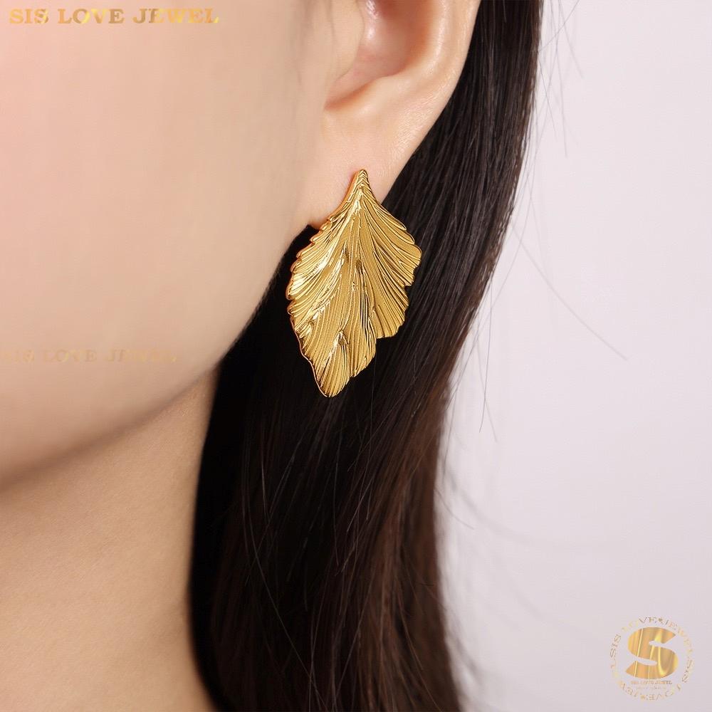 Dainty Leaf Hoop Earrings S029