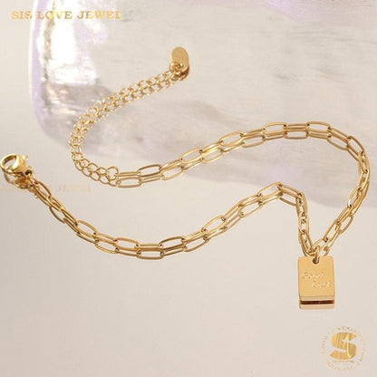 Paperclip Chain Good Luck Anklet A039
