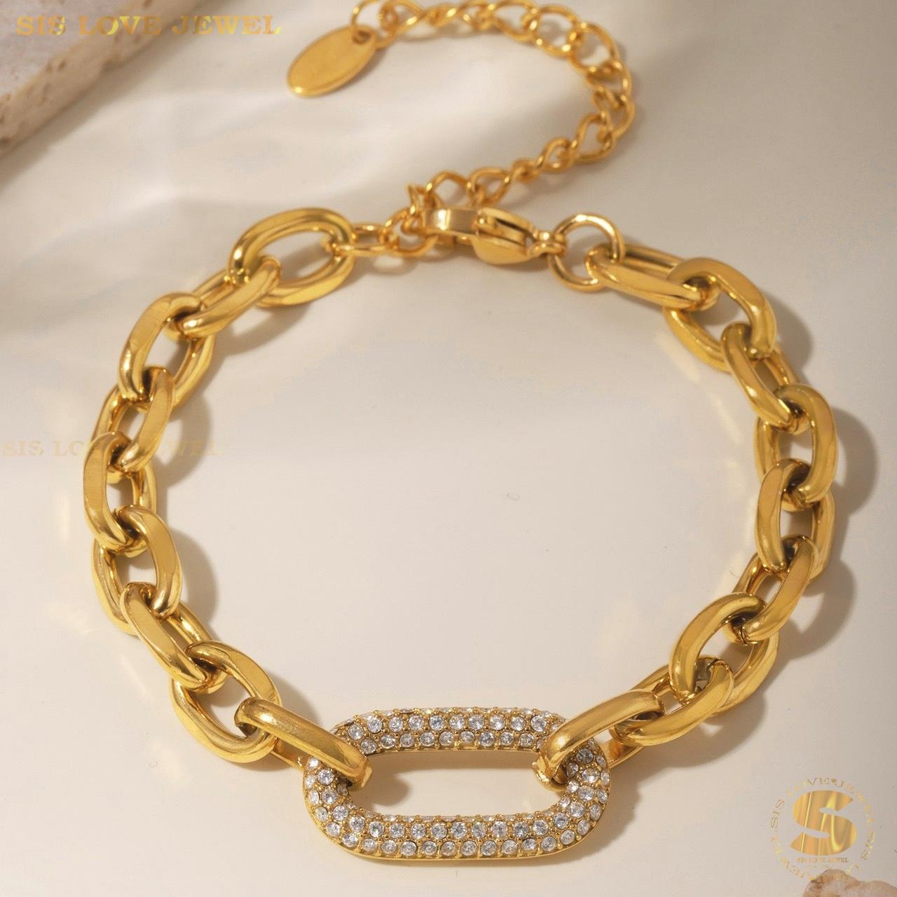 Zirconia Chain Necklace and Bracelet Set