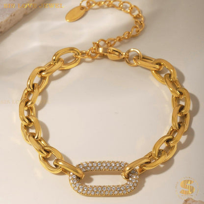 Zirconia Chain Necklace and Bracelet Set