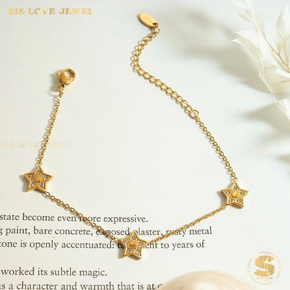 3 Star Zirconia Bracelet B136