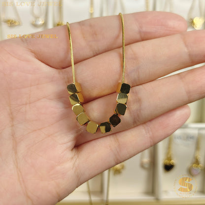 Geometric Cube Pendant Necklace N058