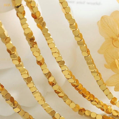 Cube Bead Gold Plated Anklet A033