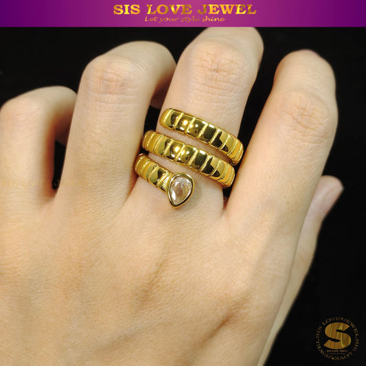 3-Layer Snake Design Ring R092