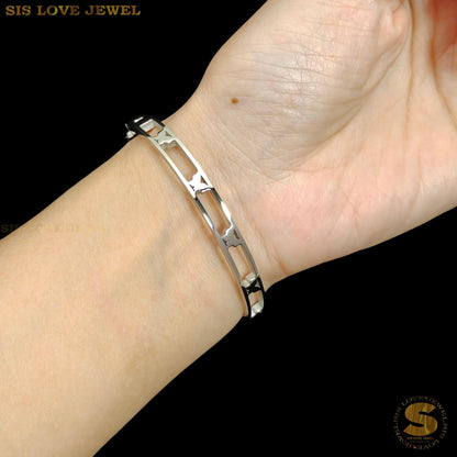 Silver Butterfly Bangle H193 Silver