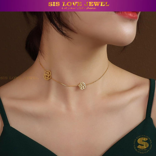 Rose Flower Choker Necklace N142