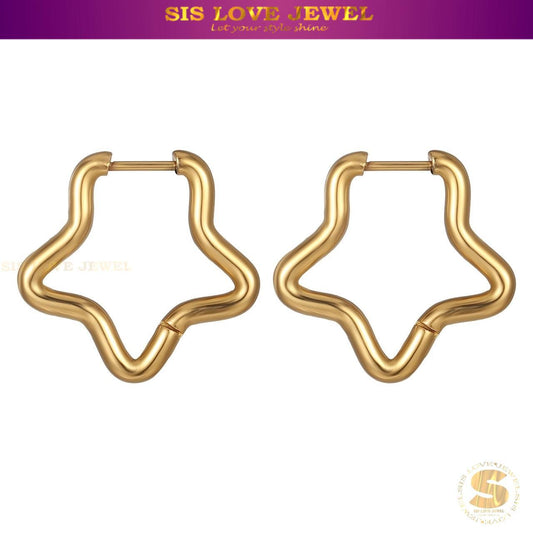 Asymmetric Star Hoop Earrings S012