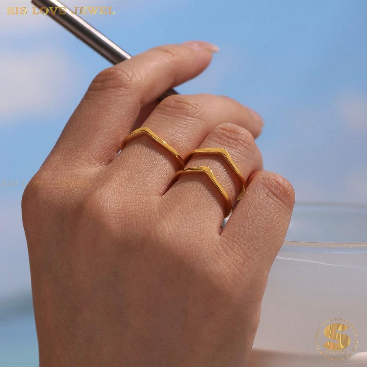 V Shape Gold Plated Ring