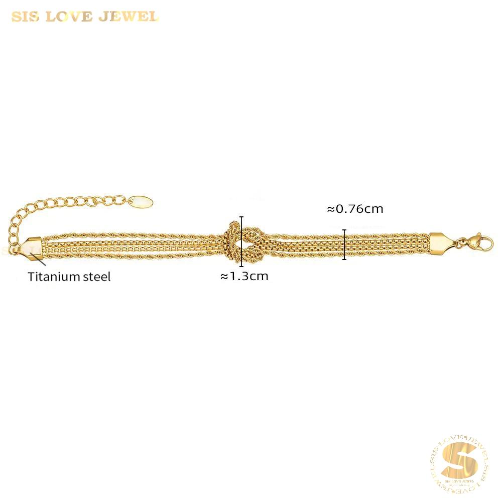 Knot Layered Chain Gold Bracelet B262