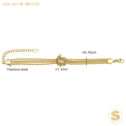 Knot Layered Chain Gold Bracelet B262
