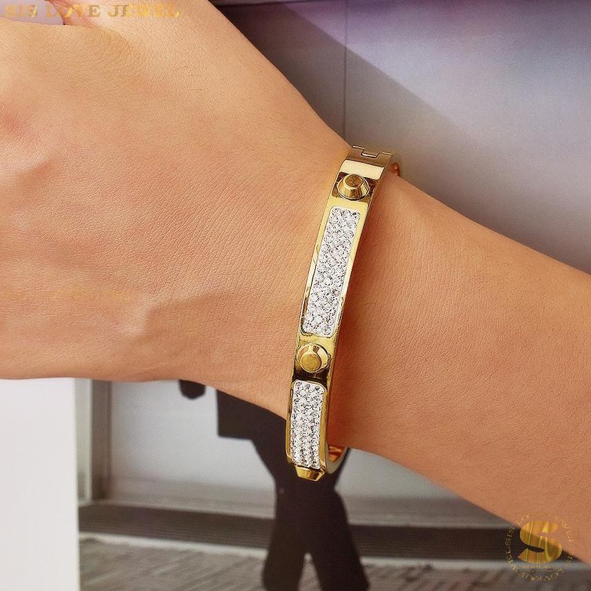 Thick Half Zirconia Bangle H075