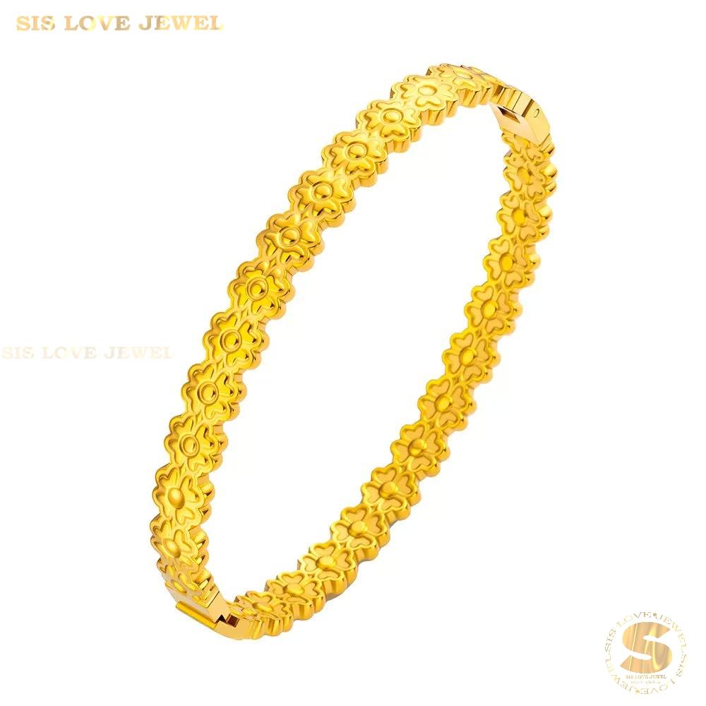 Sweet 18K Gold Flower Bangle H179