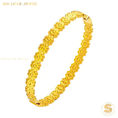 Sweet 18K Gold Flower Bangle H179