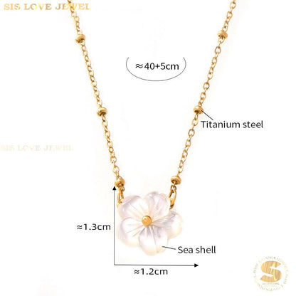 White Flower Shell Necklace N118