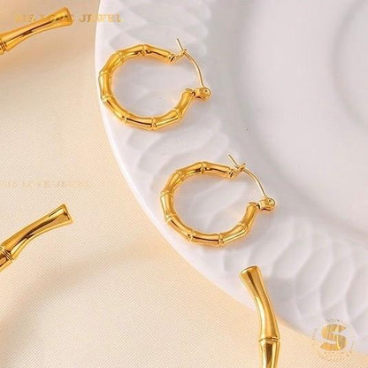 Bamboo Hoop Earrings S035