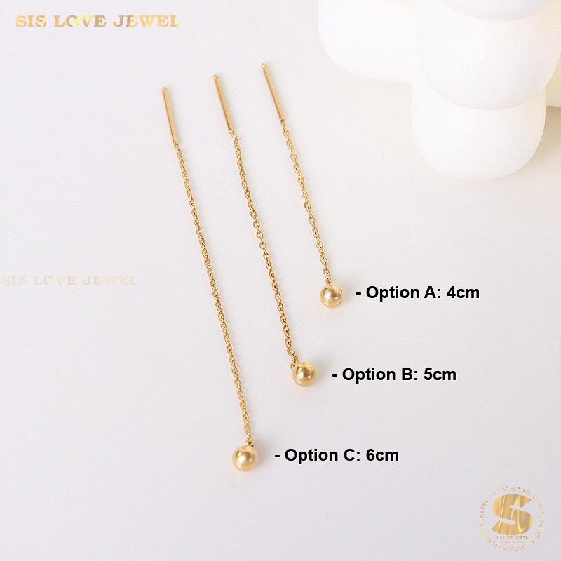 Dainty Gold Plated Bar & Ball Earrings S043