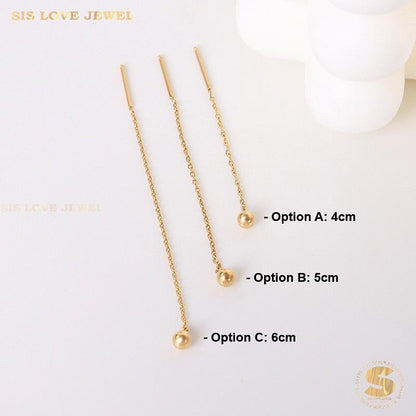 Dainty Gold Plated Bar & Ball Earrings S043