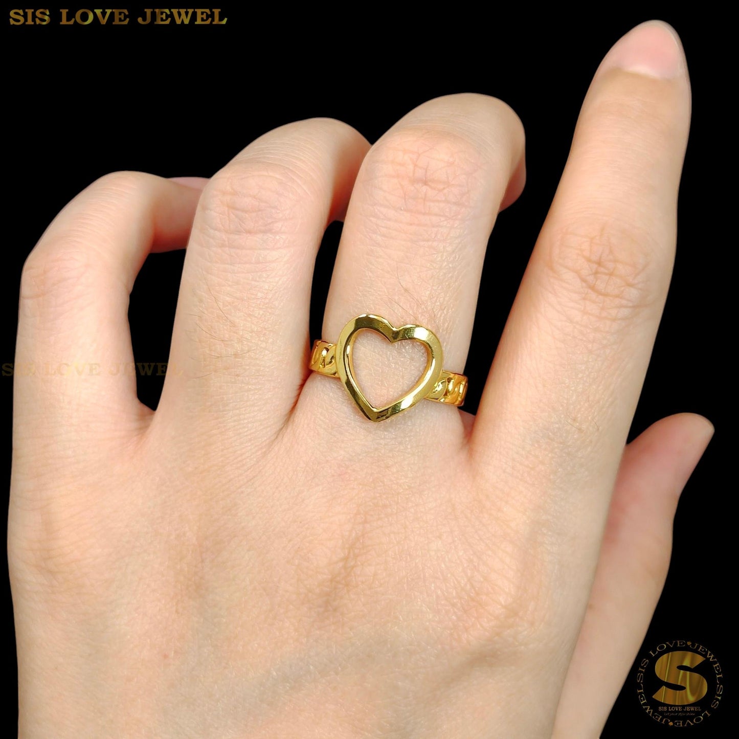 Sweet 18K Gold Hollow Love Ring R141