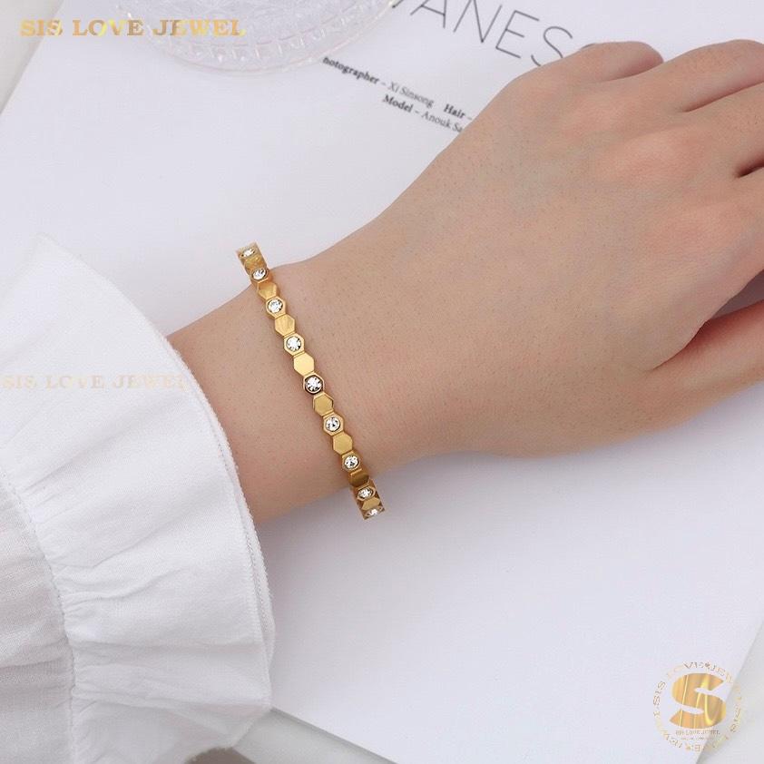 Zirconia Honey Bangle H028 Gold