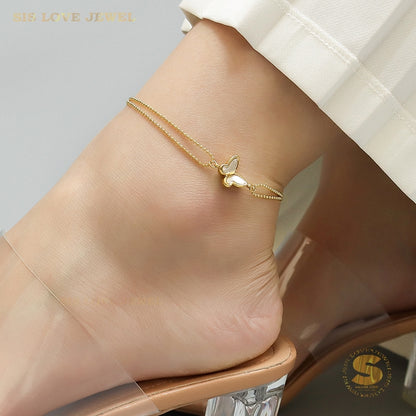 Butterfly Charm Gold Plated Anklet A015