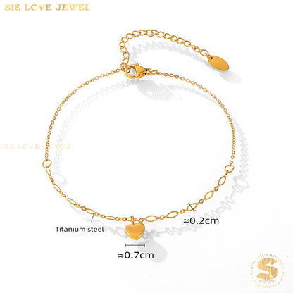 Dainty Heart Charm Gold Plated Anklet A030