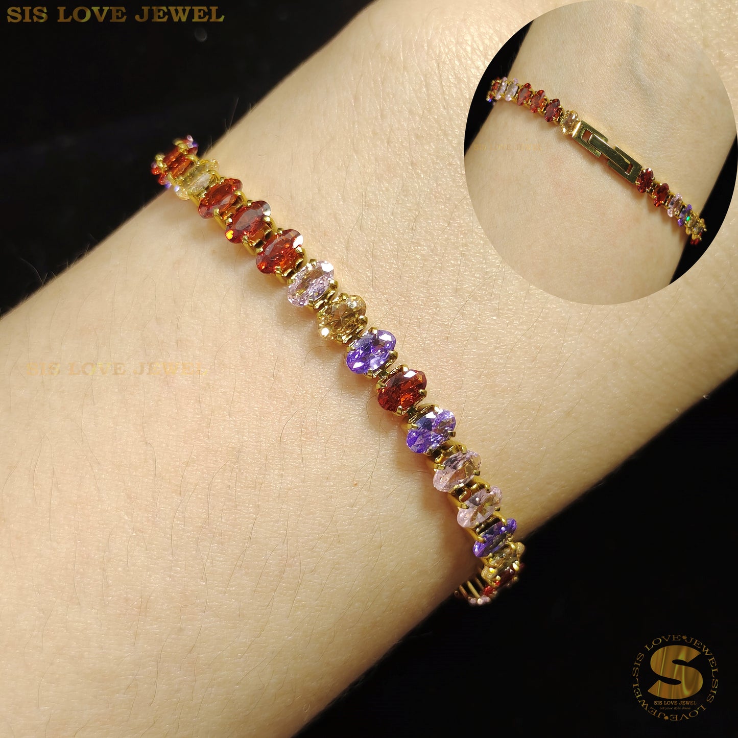 Colorful Cubic Zirconia Bracelet B044