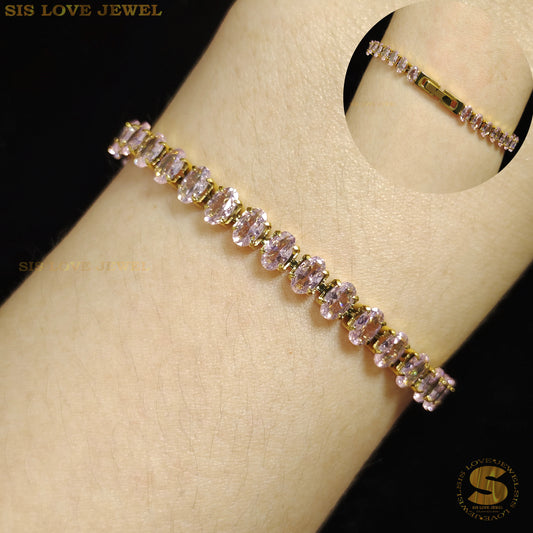 Pink Color Cubic Zirconia Bracelet B044