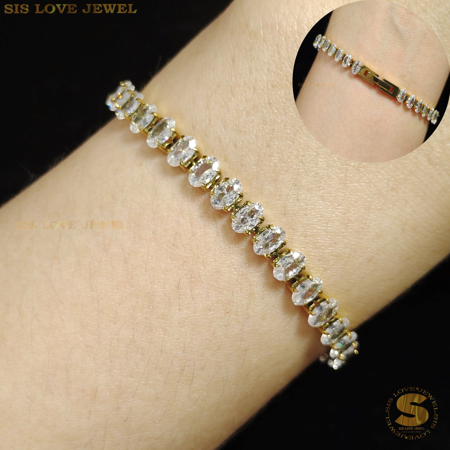 White Cubic Zirconia Bracelet B044