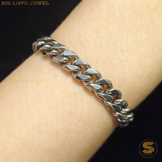 Silver Color Cuban Link Bracelet B046