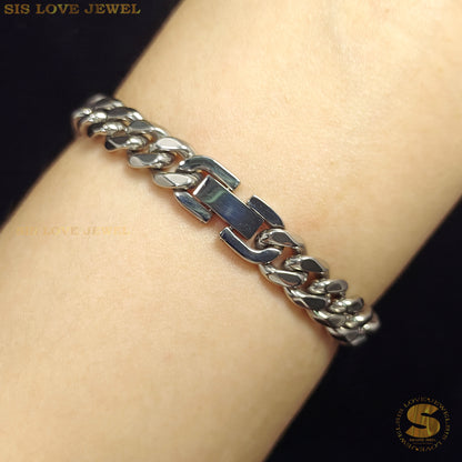 Silver Color Cuban Link Bracelet B046